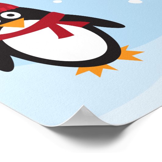 Penguin-jarig welkomstteken poster - groot (Hoek)