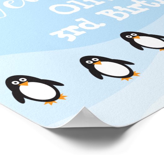 Penguin-jarig welkomstteken poster - groot (Hoek)
