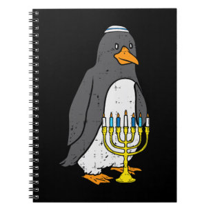Penguin Jewish Penguin Menorah Animal Hanukkah Paj Notitieboek