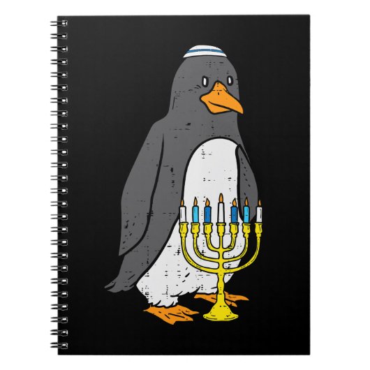 Penguin Jewish Penguin Menorah Animal Hanukkah Paj Notitieboek (Voorkant)