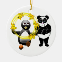 PENGUIN JUGGLING DUCKS PANDA BEER ONTDEKEND ORN