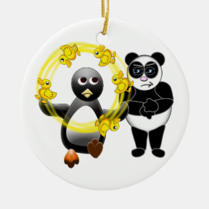 PENGUIN JUGGLING DUCKS PANDA BEER ONTDEKEND ORN KERAMISCH ORNAMENT