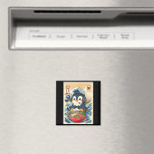 Penguin Kawaii Japanese Ramen Noodle Retro Gaming  Magneet (Insitu (Vaatwasser))