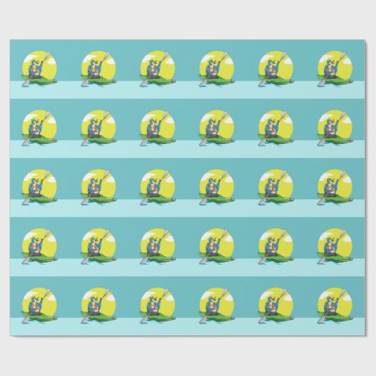 Penguin Kayaking Cadeaupapier (Vlak)