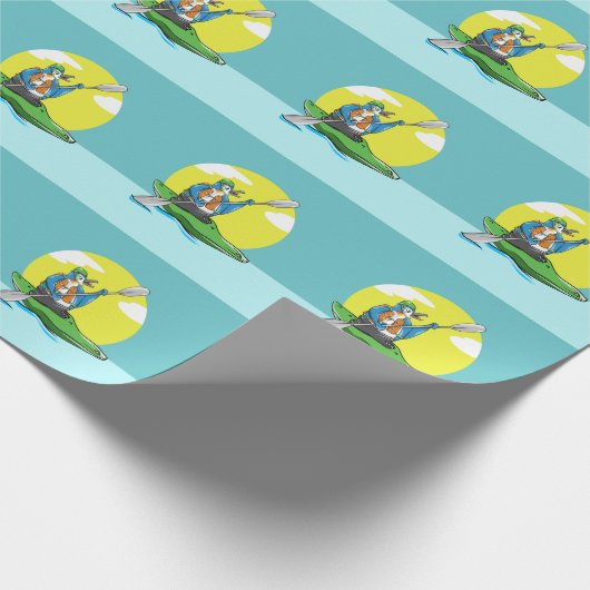 Penguin Kayaking Cadeaupapier (Hoek)