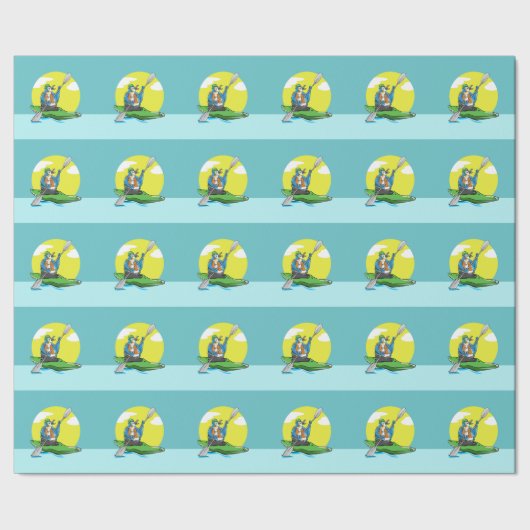 Penguin Kayaking Cadeaupapier (Zoom)