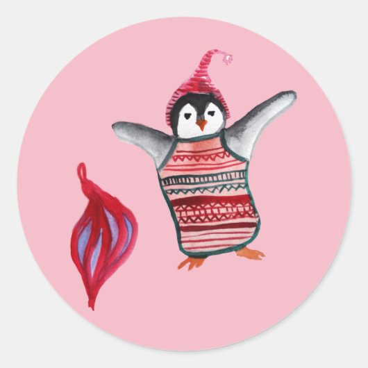 Penguin Kerst sticker (Voorkant)