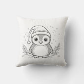 Penguin Kerst Vrolijkheid Kussen (Achterkant)