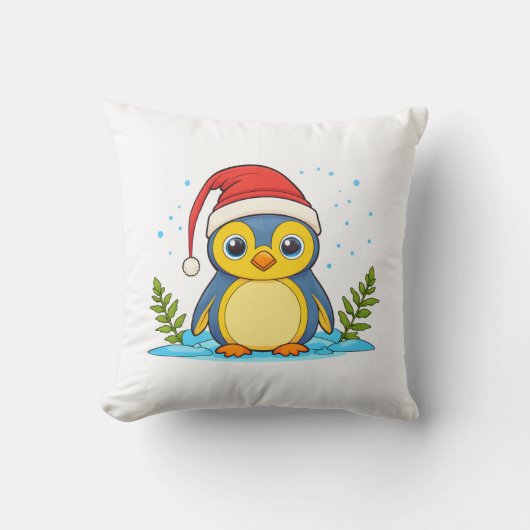 Penguin Kerst Vrolijkheid Kussen (Voorkant)