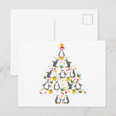 Penguin-kerstboom-cadeautjes, pinguïn-overs briefkaart (Voorkant / Achterkant)