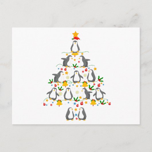 Penguin-kerstboom-cadeautjes, pinguïn-overs briefkaart (Voorkant)