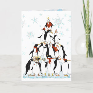 Penguin kerstboom Fun Holiday Cartoon Feestdagen Kaart