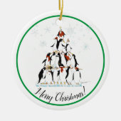 Penguin kerstboom Fun Holiday Cartoon Keramisch Ornament (Voorkant)