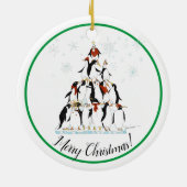 Penguin kerstboom Fun Holiday Cartoon Keramisch Ornament (Achterkant)