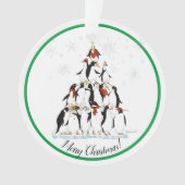 Penguin kerstboom Fun Holiday Cartoon Ornament (voorkant)