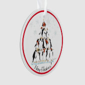 Penguin kerstboom Fun Holiday Cartoon Ornament (voorkant)