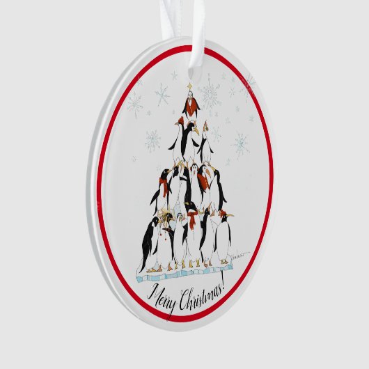 Penguin kerstboom Fun Holiday Cartoon Ornament (voorkant)