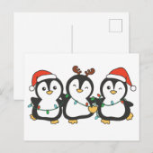 Penguin-kerstdieren die pute pinguïns koken feestdagenkaart (Voorkant / Achterkant)