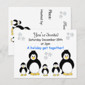 Penguin Kerstfeest Uitnodiging (Voorkant / Achterkant)