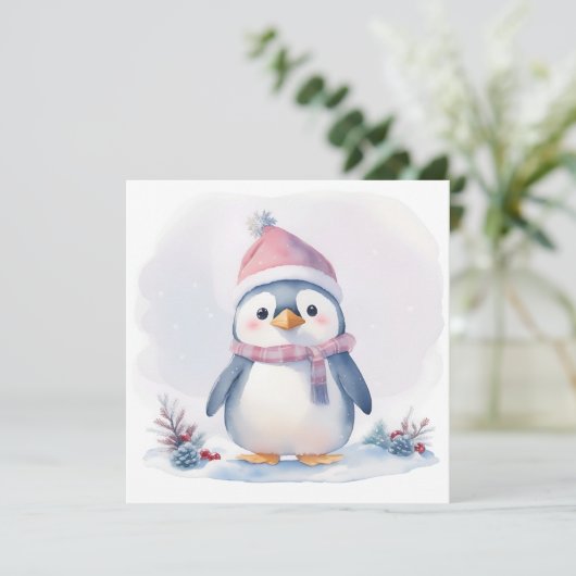 Penguin-kerstkaart Feestdagenkaart (Staand voorkant)