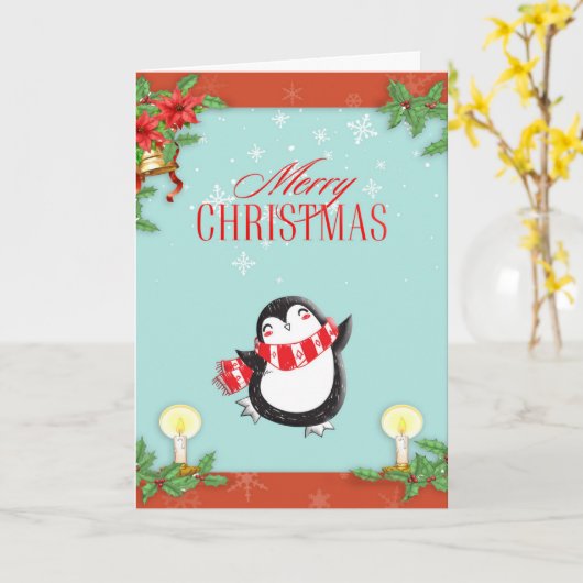 PENGUIN-kerstkaart Kaart (Gele Bloem)