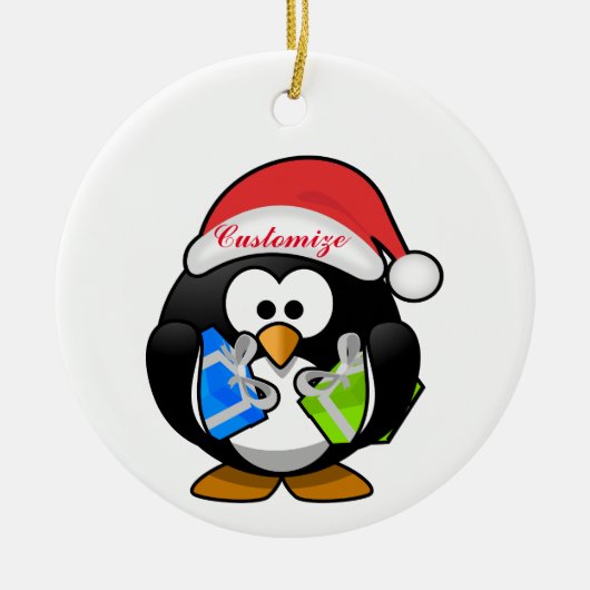 Penguin Kerstman Thunder_Cove Keramisch Ornament (Voorkant)