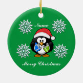 Penguin Kerstman Thunder_Cove Keramisch Ornament (Achterkant)