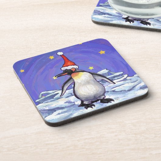 Penguin Kerstmis Bier Onderzetter (Linkerzijde)