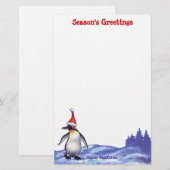 Penguin Kerstmis Briefpapier (Voorkant / Achterkant)