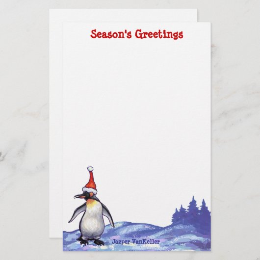 Penguin Kerstmis Briefpapier (Voorkant / Achterkant)