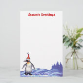 Penguin Kerstmis Briefpapier (Staand voorkant)