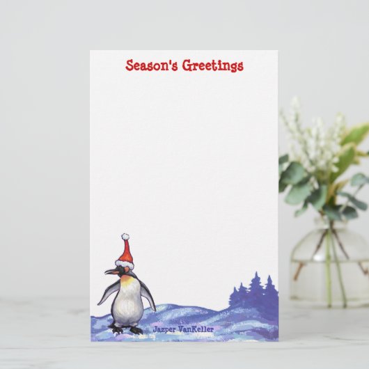Penguin Kerstmis Briefpapier (Staand voorkant)