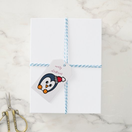 Penguin Kerstmis Cadeaulabel (Met Touw)