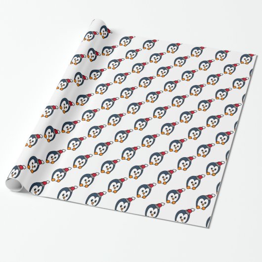 Penguin Kerstmis Cadeaupapier (Uitgerold)