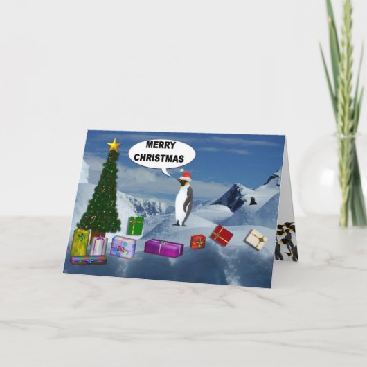 Penguin Kerstmis Feestdagen Kaart (Voorkant)