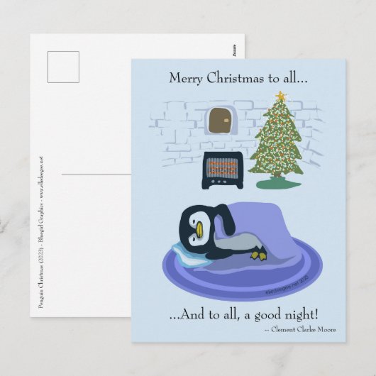 Penguin Kerstmis Feestdagenkaart (Voorkant / Achterkant)