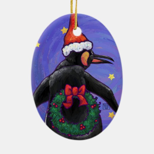 Penguin Kerstmis Keramisch Ornament (Achterkant)