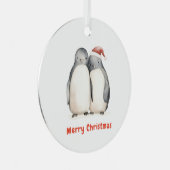 Penguin Kerstmis Metalen Ornament (Voorkant Rechts)