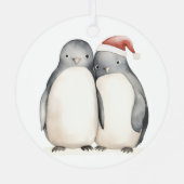 Penguin Kerstmis Metalen Ornament (Achterkant)