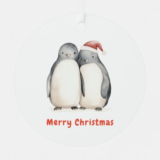 Penguin Kerstmis Metalen Ornament (Voorkant)