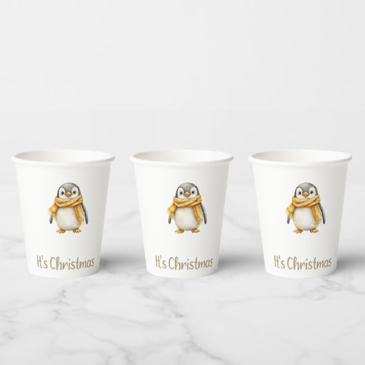 Penguin Kerstmis Papieren Bekers (Multi)