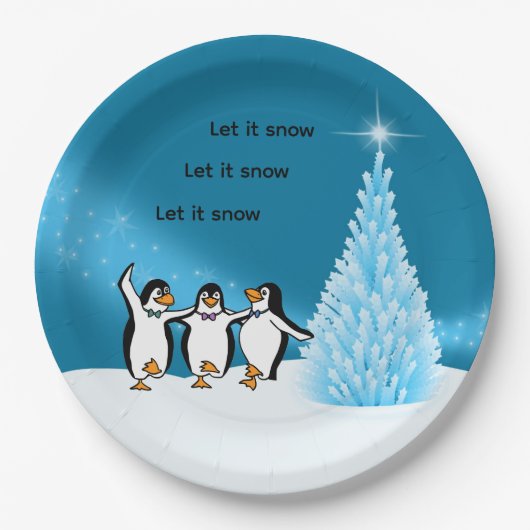 Penguin Kerstmis Papieren Bordje (Voorkant)