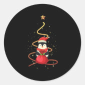 Penguin Kerstmis Ronde Sticker (Voorkant)