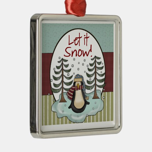 Penguin Kerstmis Snow Keepomwille Gift Metalen Ornament (Rechts)