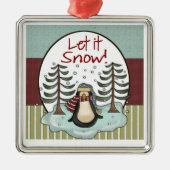 Penguin Kerstmis Snow Keepomwille Gift Metalen Ornament (Voorkant)