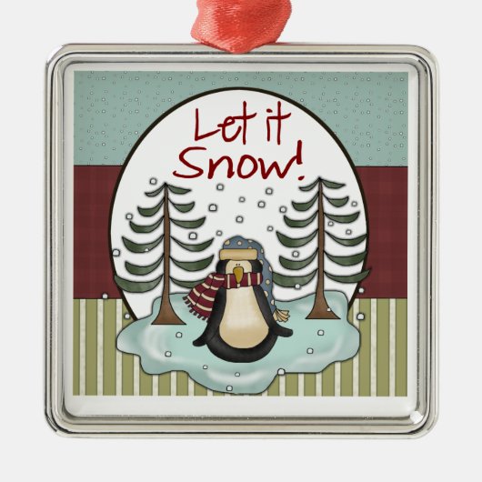 Penguin Kerstmis Snow Keepomwille Gift Metalen Ornament (Voorkant)