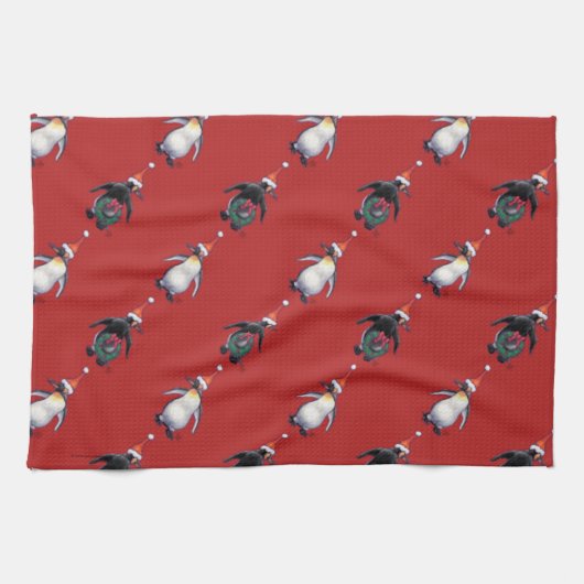 Penguin Kerstmis Theedoek (Horizontaal)