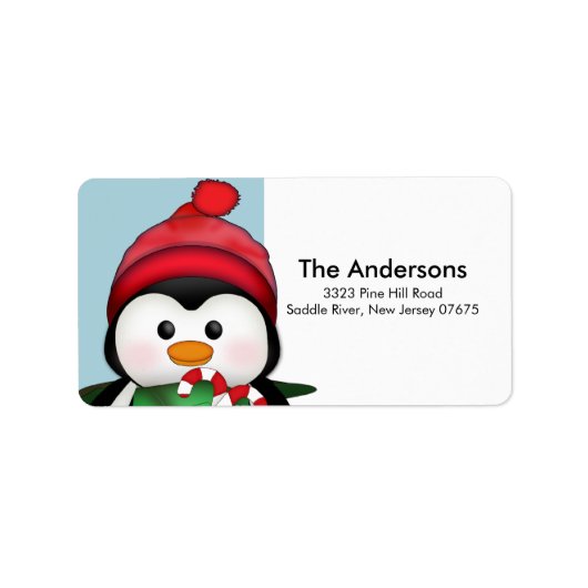 Penguin Kerstmis vakantie retour adres label (Voorkant)