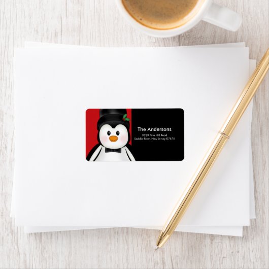 Penguin Kerstmis vakantie retour adres label (Insitu)