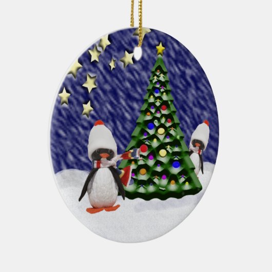 Penguin Kerstparadise Keramisch Ornament (Rechts)